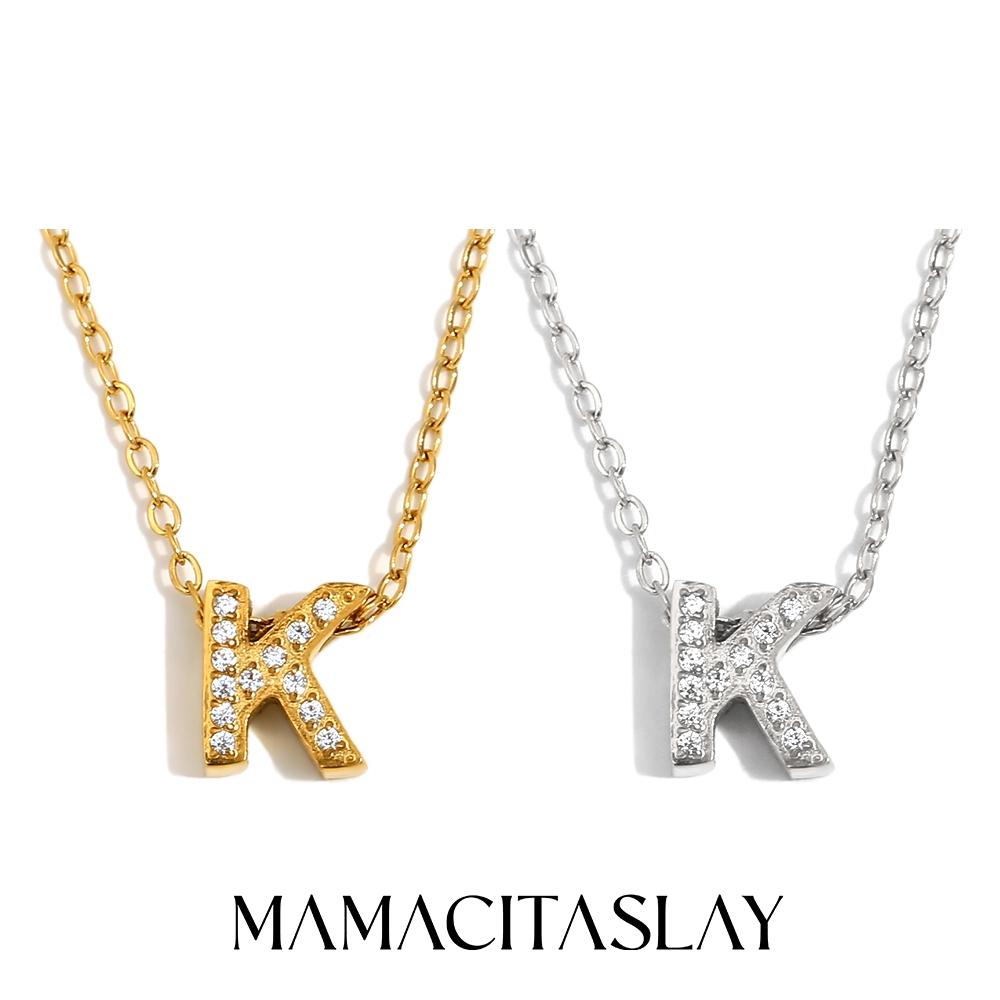 MamacitaSlay Classic 316L Stainless Steel Letter Necklace Waterproof 18K Gold Plated Jewelry Women's Elegant Neck Jewelry Gift