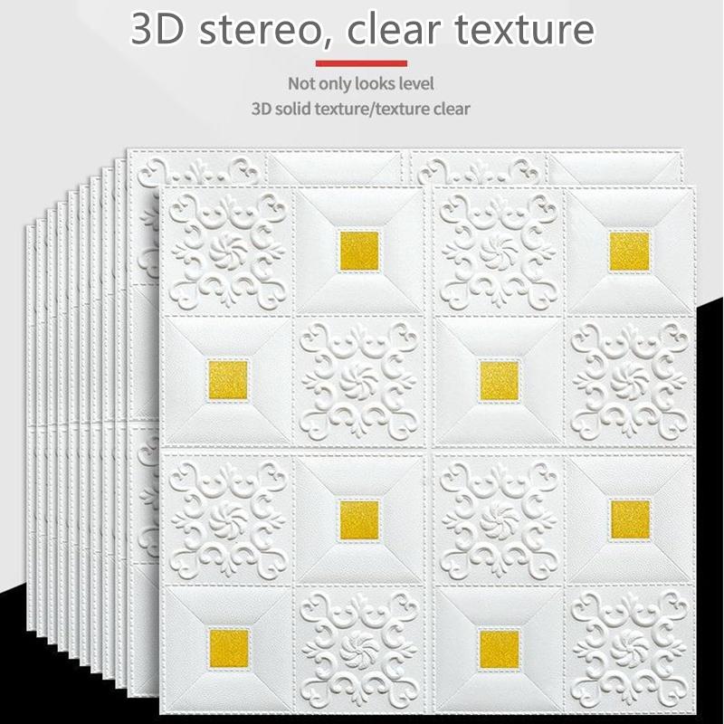 Self-adhesive Anti-collision Romantic and Warm Children's PE Foam 3D Wallpaper DIY Decorative Embossed Wall Stickers 70CM X 70CM