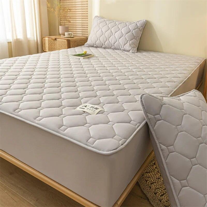 Thicken Mattress Cover Cotton Quilted Bed Cover Anti-bacterial Mattress Protector Topper Pad Soft Fitted Sheets Thick Bed Linens