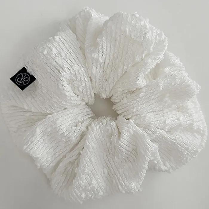 Spangle Knit Scrunchie_Large_White