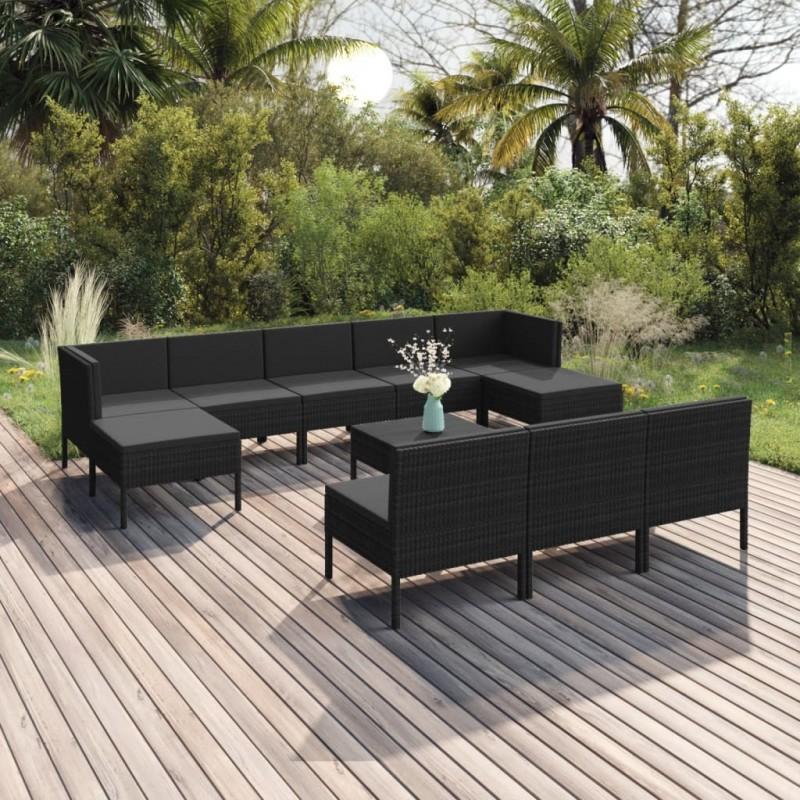 Day and Night - Day and Night Garden Furniture Set 11 Pieces and Black Synthetic Rattan Cushions