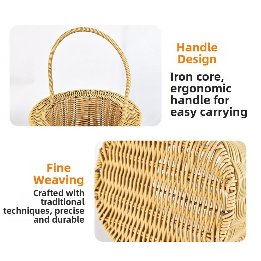 With Handle Imitation Rattan Storage Baskets Household Handwoven Home Decoration Braid Basket 8 Styles