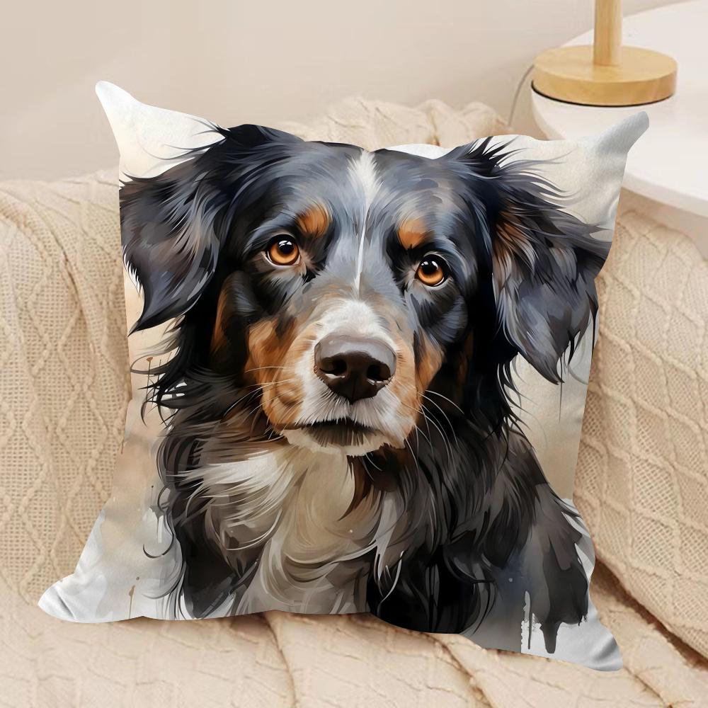 Pet Dog Art Cushion Cover Pillowcase Ultra Soft Skin Friendly Fabric Cloud Like Comfort Concealed Zipper