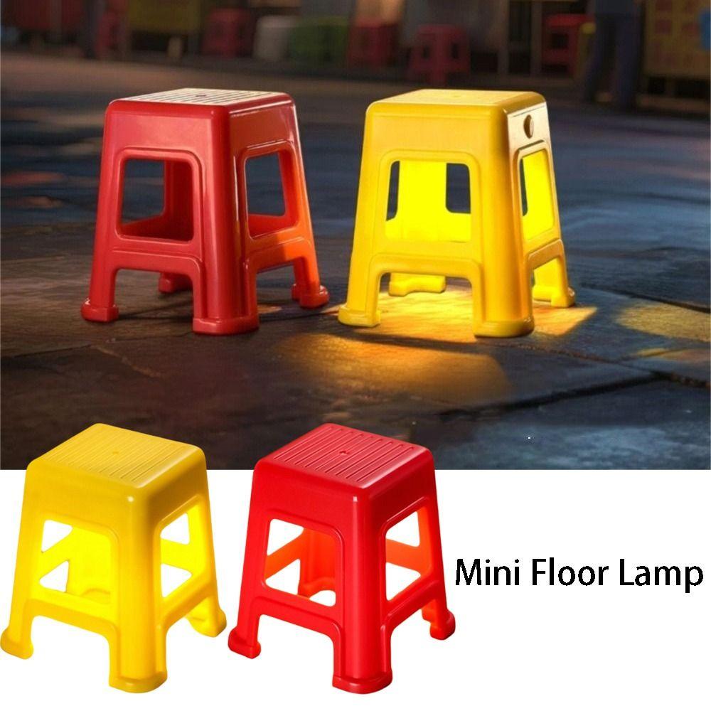 Ornament Plastic Material LED Mini Stool LED Light Stool Shape Night Light Cute Design Mini Size Phone Holder Desktop Use