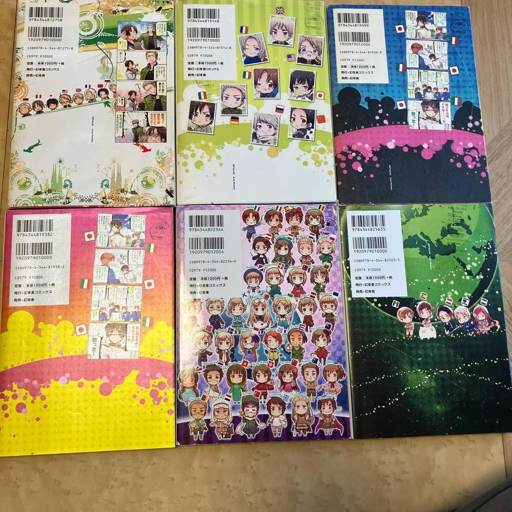 Hetalia Axis Powers Manga Vol.1-6 Set Completo Colección de Cómics Japoneses Japón usado