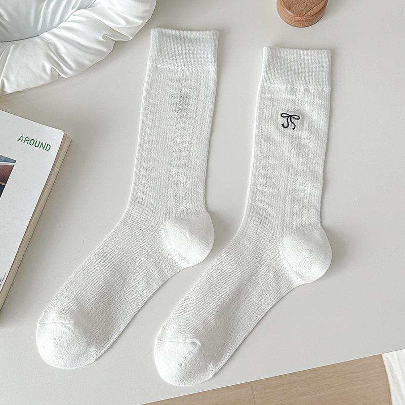 Women's Summer Thin Bowtie Breathable Mesh Tube Stack Socks