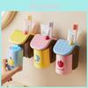 House Shape Plastic Magnetic Toothbrush Cup Holder Set With Storage For Bathroom Organization