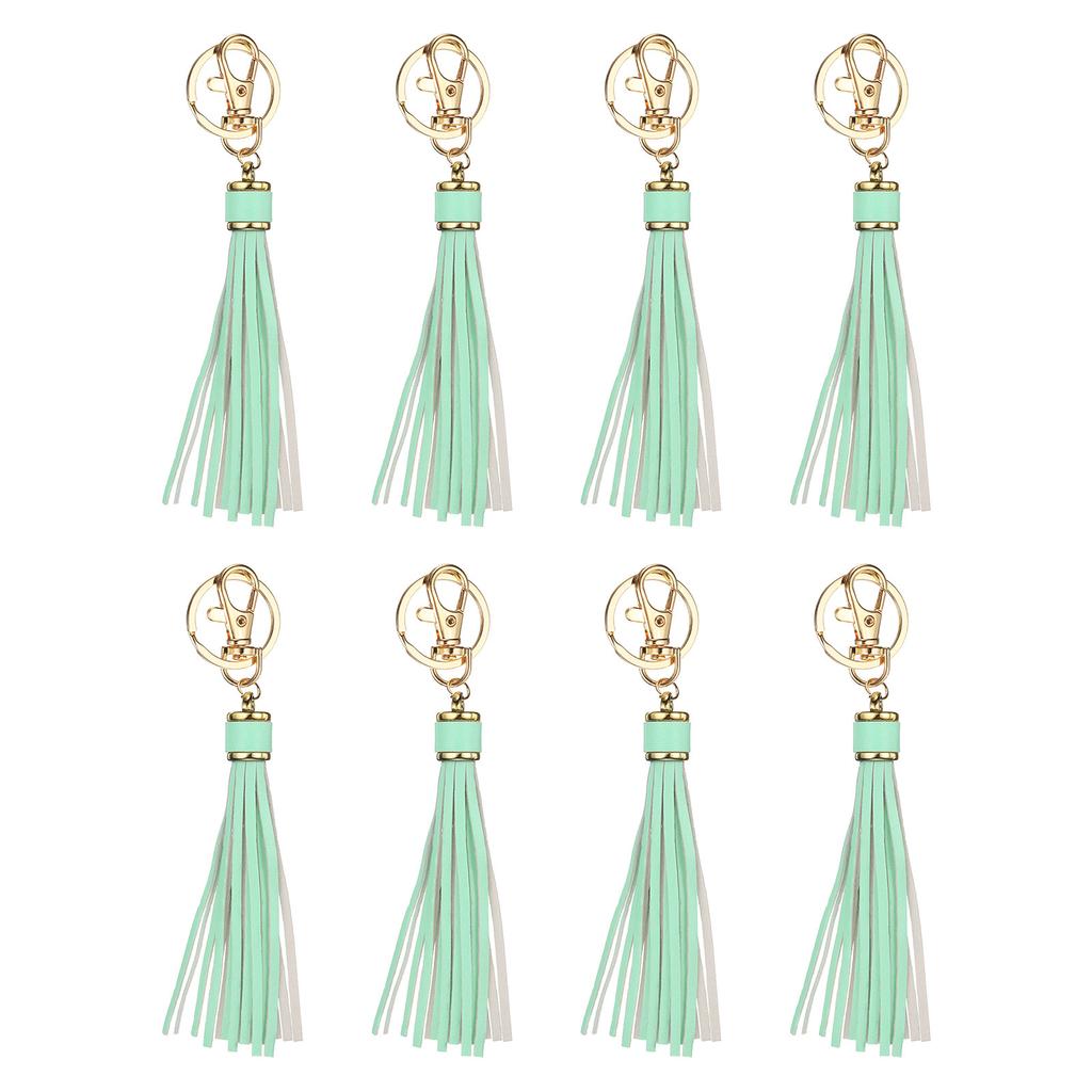 8pcs PU Leather Tassels PU Tassels with Key Rings Tassel Curtain Bag Tassel for Jewelry Making Phone Straps Handbag DIY Crafts