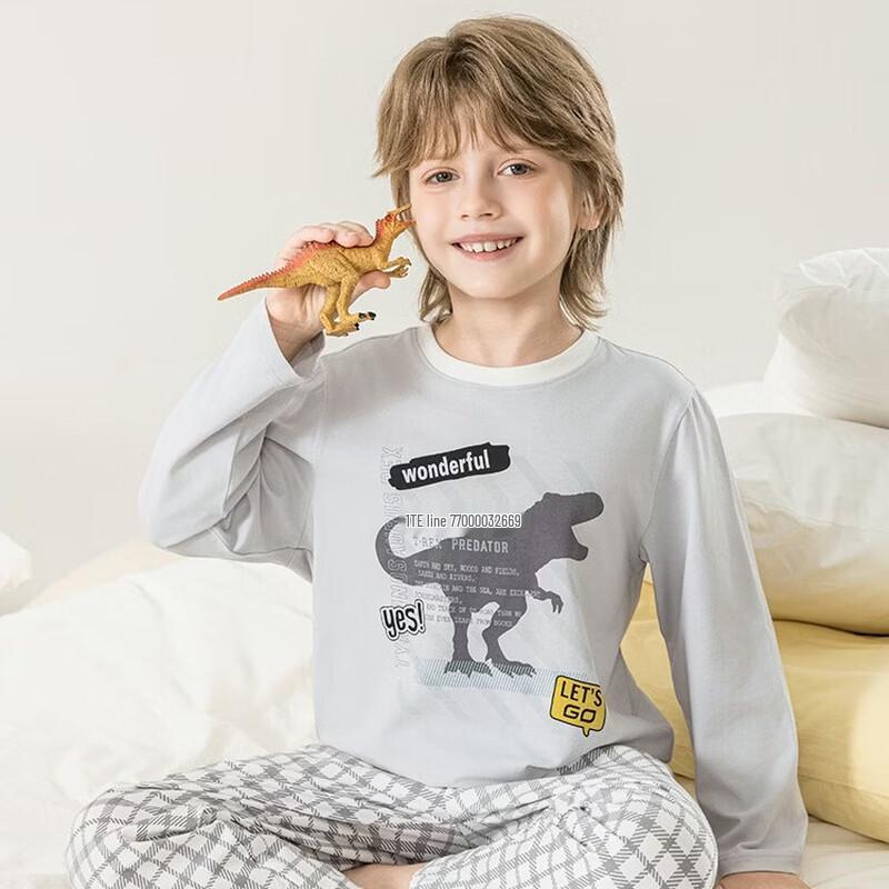 YINBOLUN Boys  Long-sleeved Pure Cotton Pajamas 160
