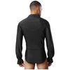 Mens Deep V Neck Long Sleeve Leotard Glitter Rhinestones Bodysuit Openable Crotch Latin Jazz Dance Ballet Costume