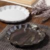 Marui Seito Shigaraki Ware Hechimon Plate, Approx. 15cm Diameter, Black Rust Ring Flower Pattern, Black, MR-3-4249