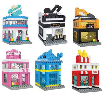 Haus Bausteine Mini Stadt Street View Bekleidungsgeschäft Aquarium 3D Modell Architektur Ziegel Kinder Montage Spielzeug Weihnachtsgeschenk