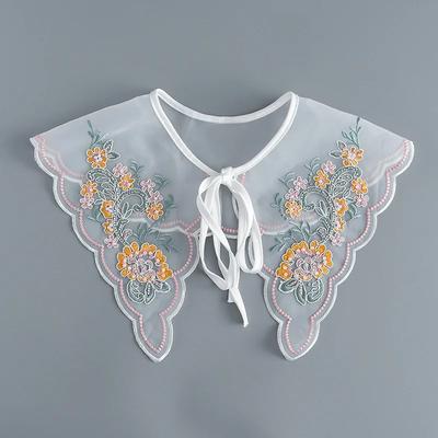 Neuer Schal mit großem Revers und falschem Kragen für Damen, florale Stickerei, Schulterwickel, Cape, abnehmbares Hemd, abnehmbarer falscher Kragen-Schal