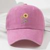 Sunflower Printed Baseball Cap Washed Cotton Sun Hat Vintage Dad Hat  For Women Man