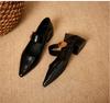 Women's Coarse Heel Shoes Autumn New Pointed Head Shallow Mouth Metal Buckle Anti-slip Wear-resistant Low-top Shoes