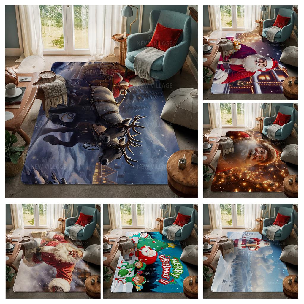 House Entrance Carpet Home Door Mat Living Room Bath Foot Bathroom Non-slip Water Absorption Rugs Bath Merry Christmas Winter