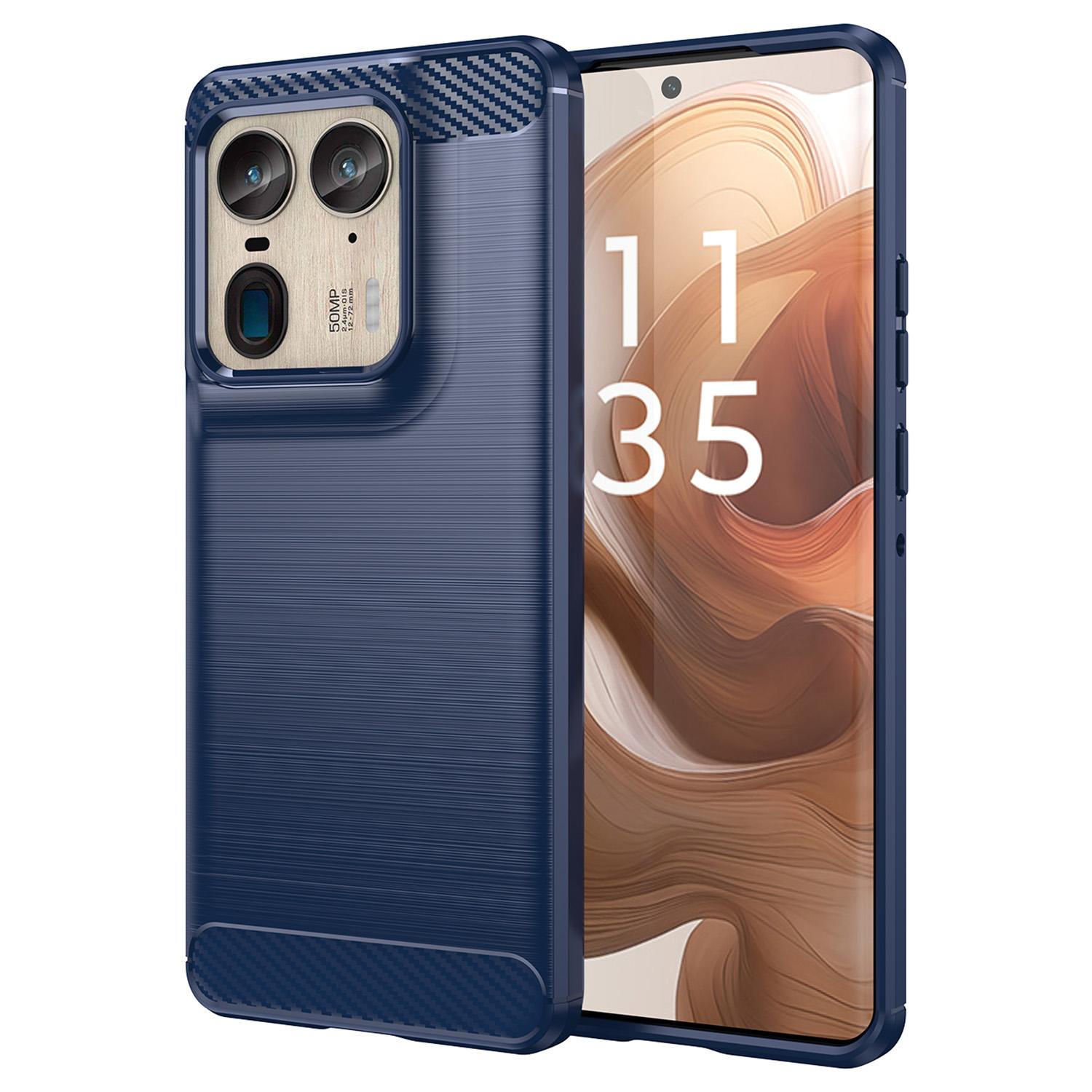 

For Motorola Edge 50 Ultra 5G/Moto X50 Ultra 5G Case TPU Phone Cover Carbon Fiber Texture Blue