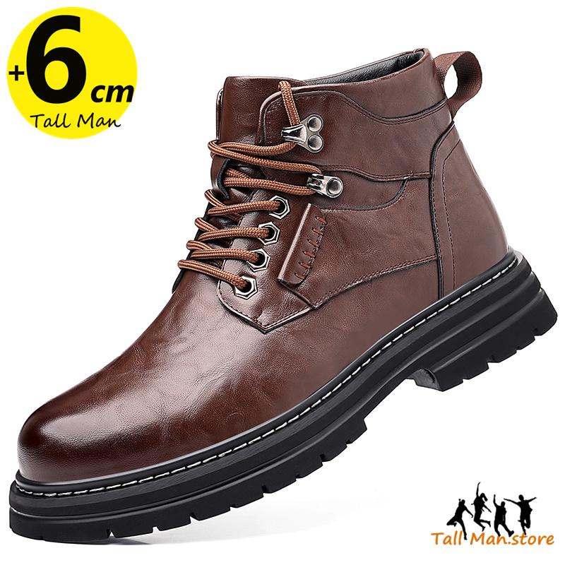 Boots Leather Shoes Man Lifts Sneakers Elevator Height Increase Sole  6cm for Men Business Warm Winter Leisure British