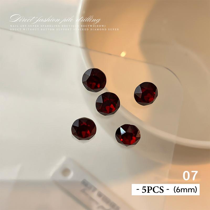 5 Pcs Red Nail Gems Pointed Bottom Rhinestones Multiple Shapes Nail Crystal Diamond Mixed Luxury Glass Rhinestones Charms Decor