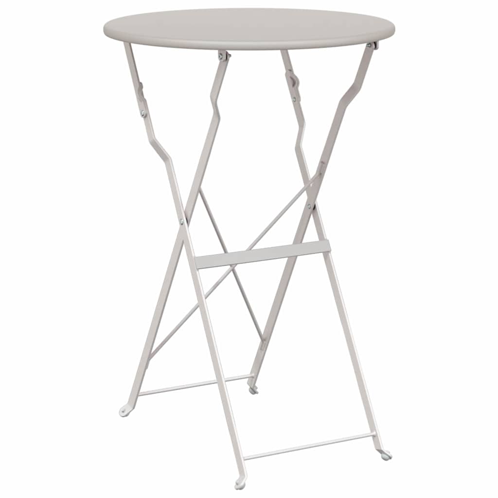 Outdoor Folding Bistro Table Beige Ø 50 X 71 Cm Powder Coated Steel