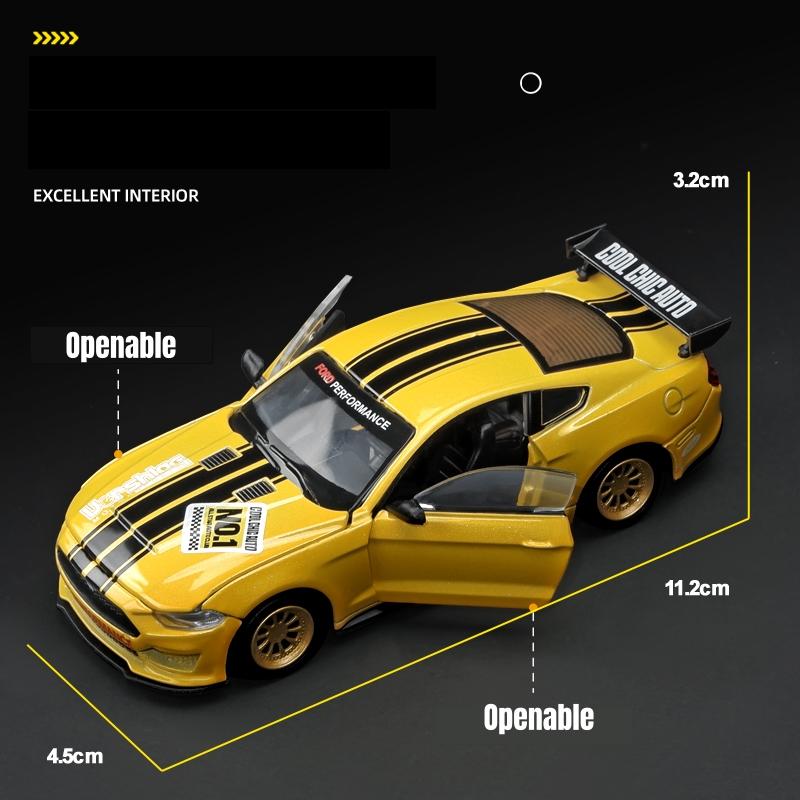 1/42 Ford Mustang GT Racing Toy Car CCA Assembly Model Kit Diecast Alloy Miniature Free Wheels Collection Gift for Boys Children