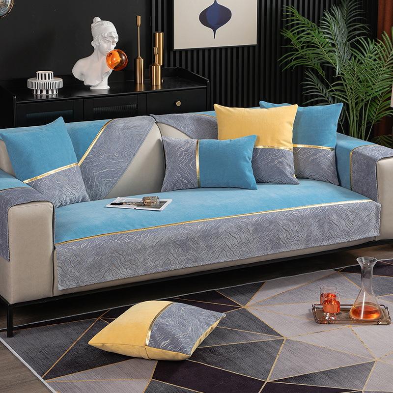 Poduszka na sofę z szenili Nowa Uniwersalna na cztery pory roku Antypoślizgowa w jednolitym kolorze Nowoczesna Prosta Wysokiej klasy Poduszka na sofę