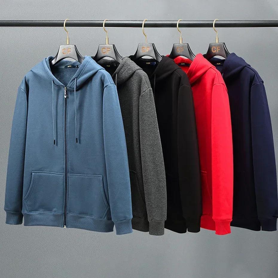 Big Size Hoodie Men Hood Long Sleeve Sweatshirt Male Zip-up Loose Cotton Fleece-lined Casual Top Zipper Large Fat Plus 10XL 12XL