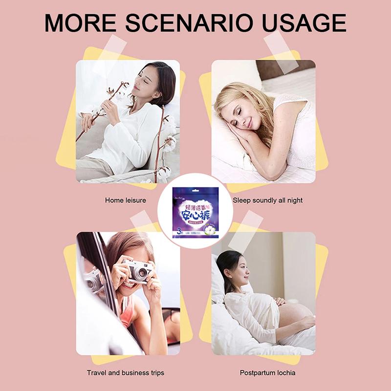 3Pcs/Bag L/XL Disposable Menstrual Pad Underpants for Adult Women, Breathable, Quick Absorption, Period Panties, Postpartum Use