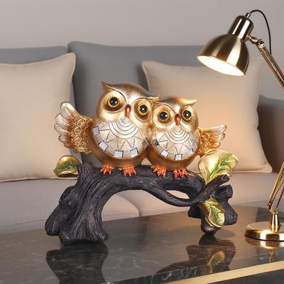 Owl On Stump Statue, Resin Animal Craft Ornament, Home Decoration for Bedroom, Living Room, Study, Entryway, and Tabletop