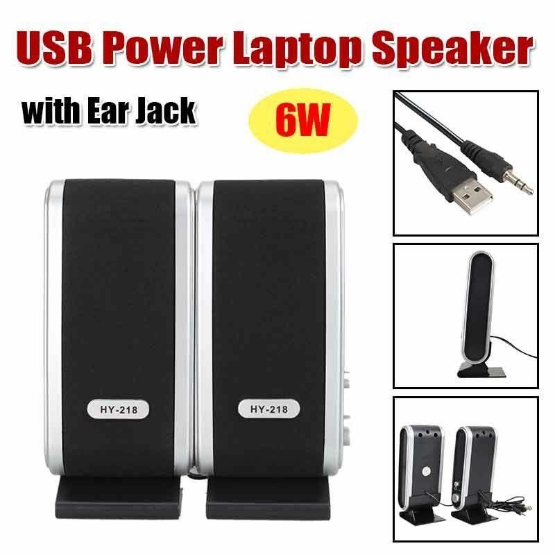 Altoparlanti di alimentazione USB da 2 pezzi Mini cassa di risonanza esterna portatile da 3,5 mm con altoparlante surround audio per jack per l'orecchio per computer PC