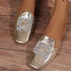 Fashion Crystal Mules Slippers Women Shoes Summer Slippers Slingback Dress Walking Flip Flops Designer Flat Mary Jane Square Toe Sandals