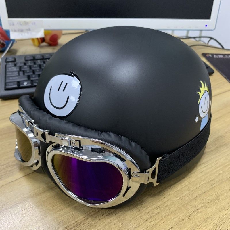 Electric Battery Car Helmet Gray Man Lady Retro Summer Sunshade Sunscreen Half Helmet Cute Summer Hard Hat Full Helmet