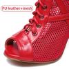 Buty do tańca czerwone damskie wysokie buty do tańca towarzyskiego buty do salsy i tanga dziewczęce modne na imprezę siateczkowe Cuto