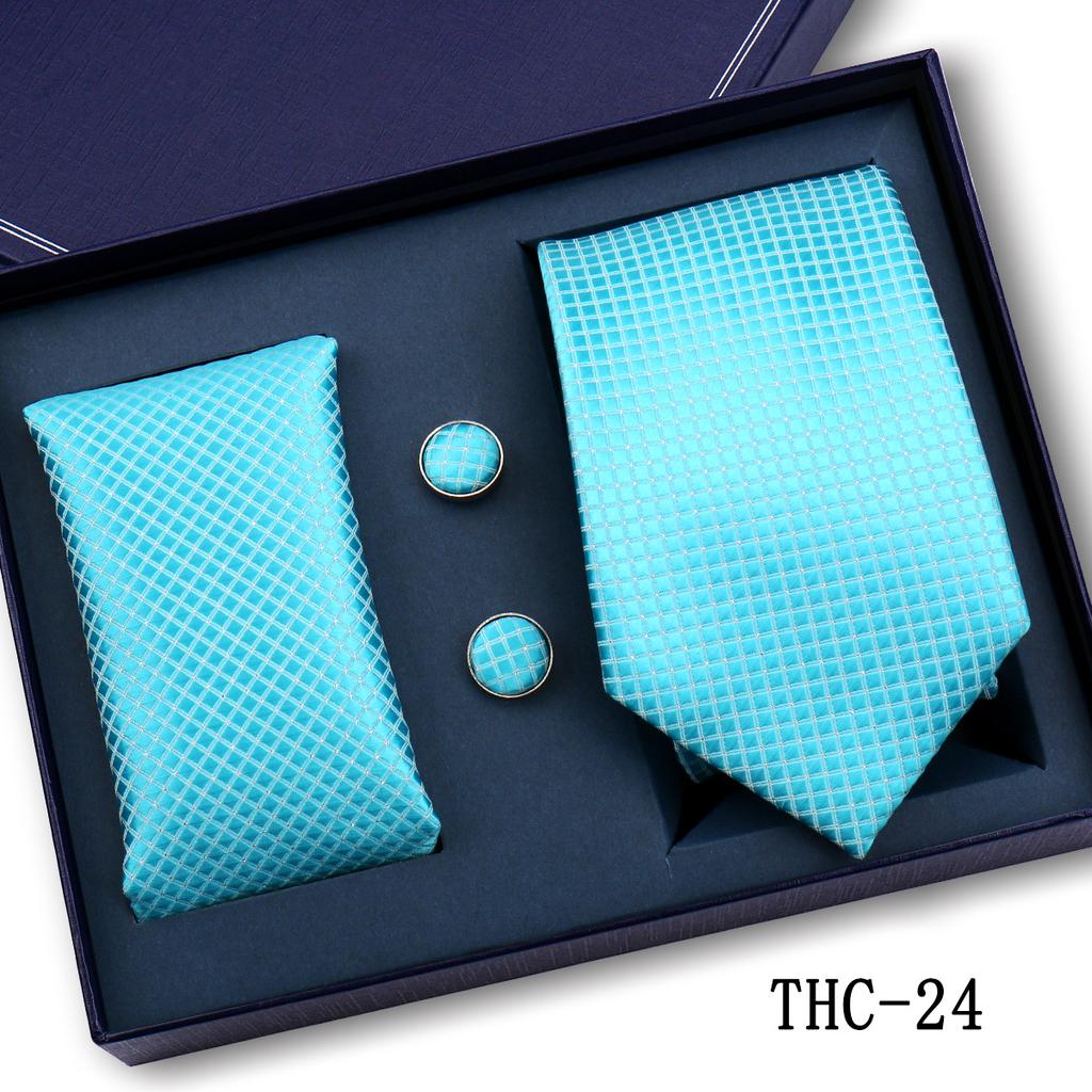 Men'S Business Tie Pocket Square Scarf Gift Box Set Formal Wedding Professional Shirt Trendy Tie Worker
