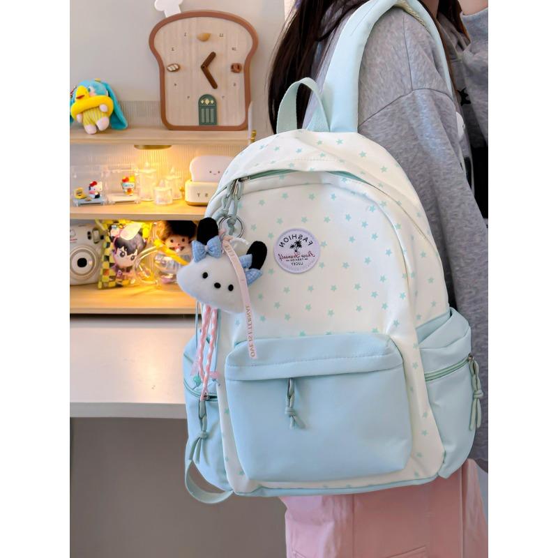 High value, fresh and sweet, contrasting colors, splicing stars, backpack, lightweight backpack for junior high school students