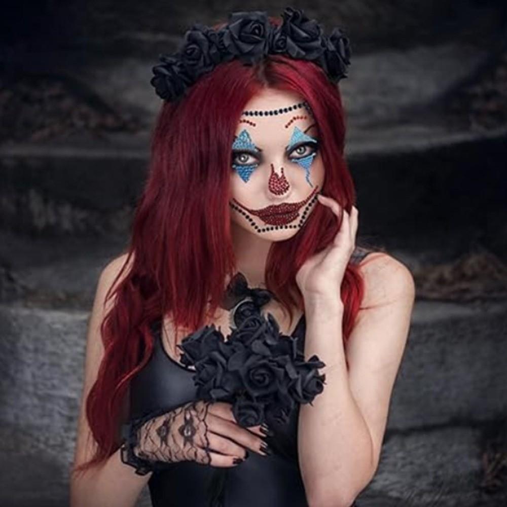 3D Resin Halloween Fake Tattoo Colorful Jewelry Face Sticker Face Rhinestone Sticker  Body Art