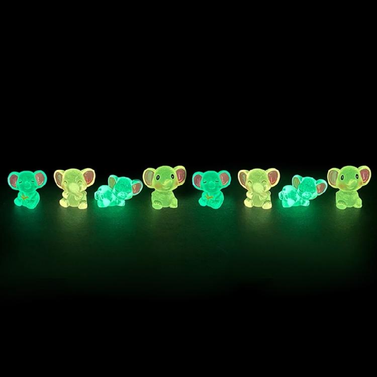 Resin Figurines Miniatures Elephant Glowing At Night Fairy Garden Decoration