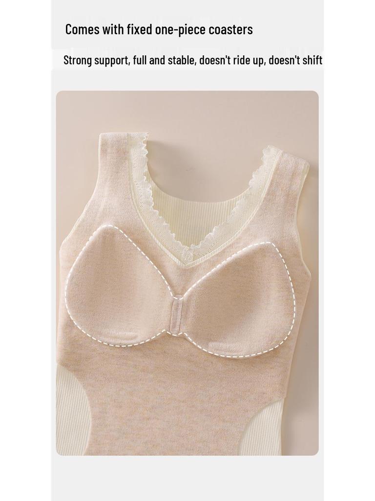 Women's Double-Sided Brushed Seamless Vest: Mulberry Silk & Merino Wool, Autumn/Winter Style with Plus Velvet Base Layer