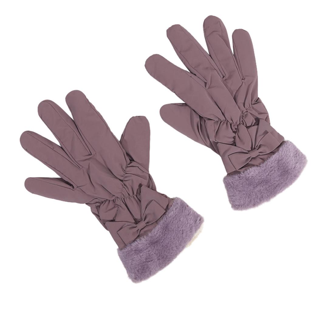 Gants de Ski Femme Hiver Polaire Épais Chaud Peluche Polyester Imperméable Gants Écran Tactile pour Equitation Extérieure Alpinisme