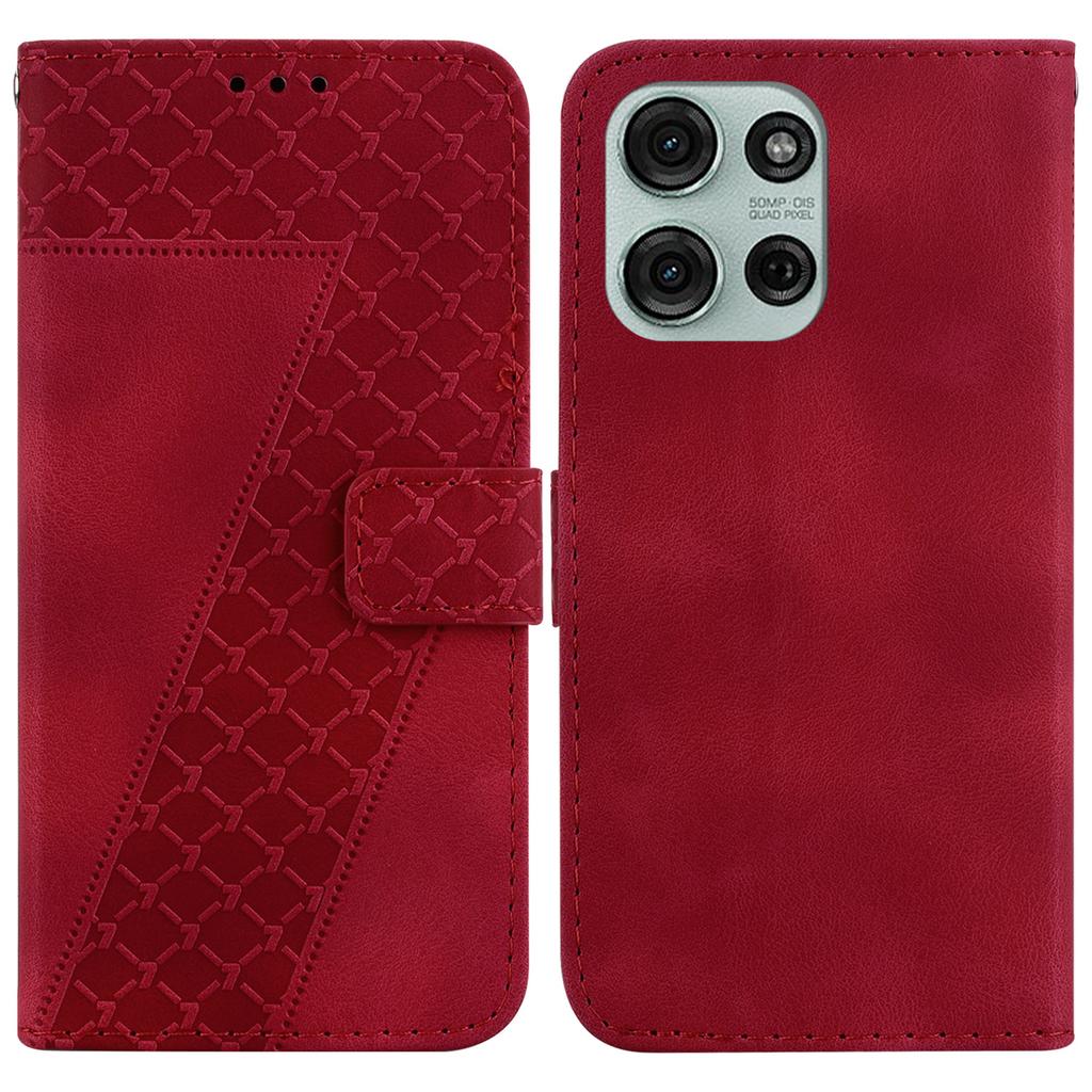 For Motorola Moto G75 5G Stand Case 7-Shaped Pattern Imprint Leather Phone Cover