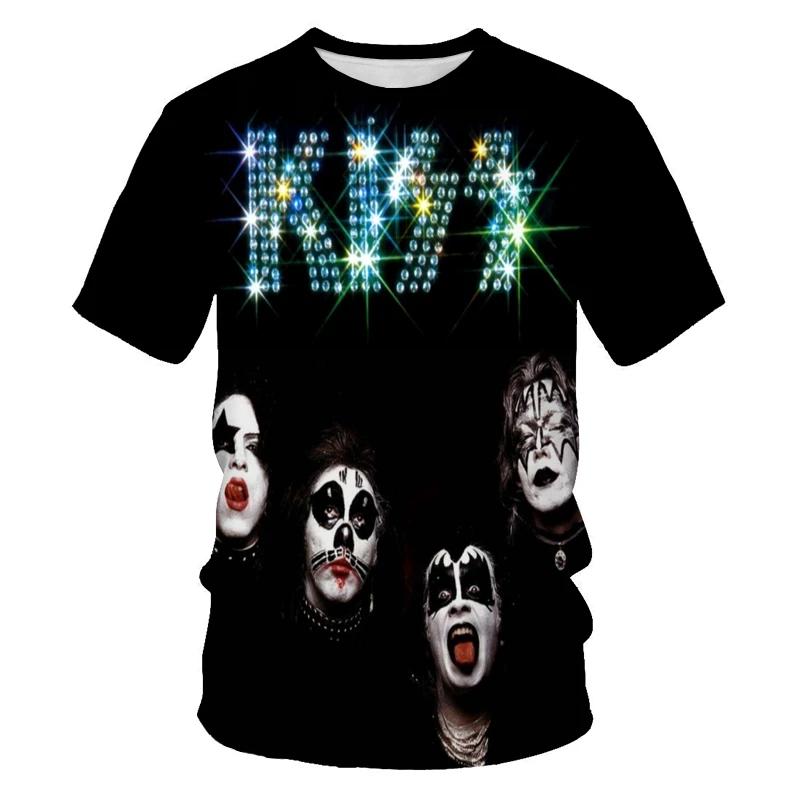 Classic Rock Kiss Band 3D Printed T-shirt Men Women Casual Fashion Hip Hop  Men Clothes Daily Comfortable Breathable O-neck Tees