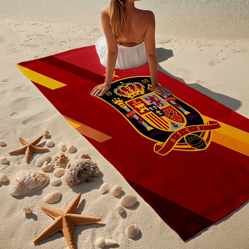 Asciugamano da Spiaggia con Stemma Calcio Spagnolo, Microfibra Super Morbida, Regalo per Lei/Lui, Compleanno, per Piscina, Spiaggia, Viaggio, Decorazione Casa Regali per Fan