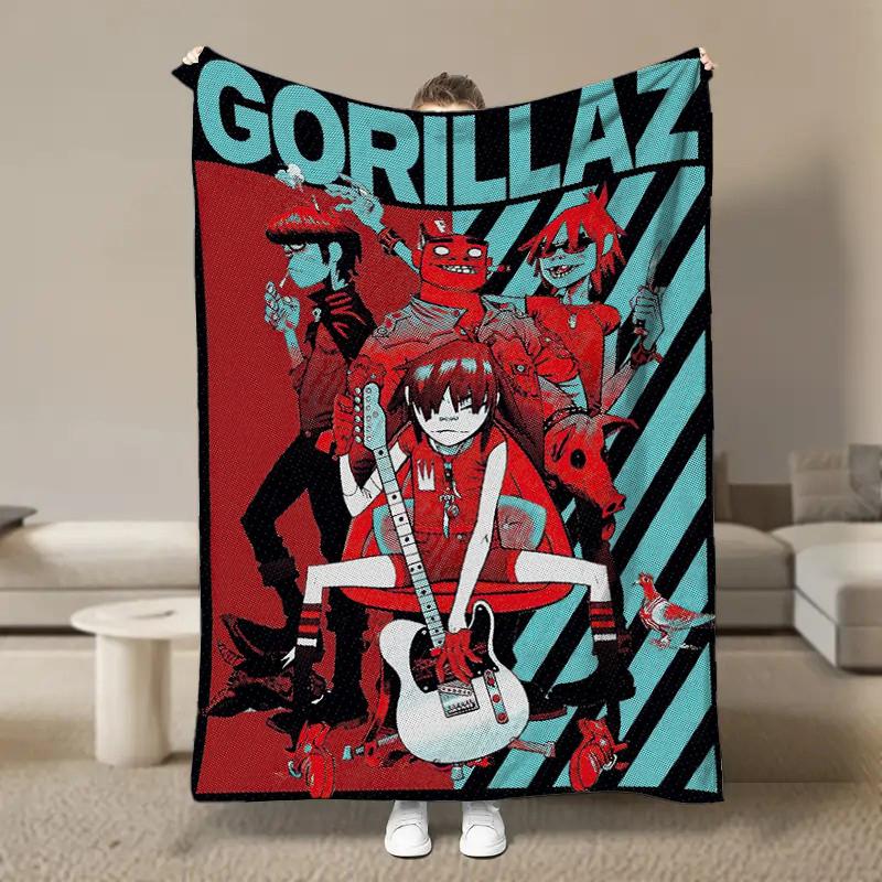 Wirtualny Zespół Rockowy Anime G-Gorillaz Miękkie Kocyki, Koc Grzewczy Komfortowy Koc na Piknik Łóżka Kanapę Domowy Sypialnia