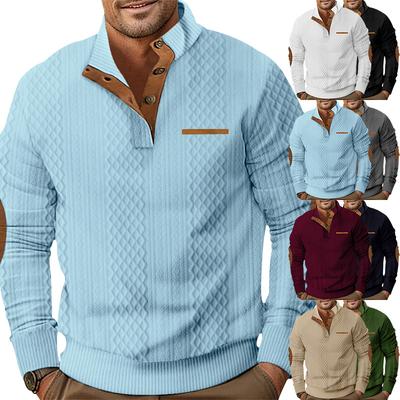 New Spring/Autumn Men's Outdoor Casual Stand-Collar Long-Sleeved Jacquard Knit Pullover Sweatshirt