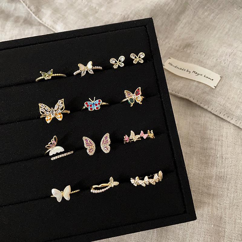 Exquisite Colorful Butterfly Open Ring Collection for Women: Unique, Fashionable, Versatile Finger Rings