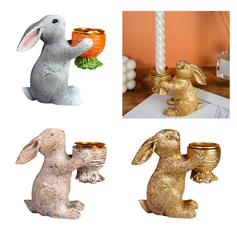 Easter Bunnies Statue Bunnies Tealight Candle Holders Rustics Farmhouse Home Decors Table Centerpieces Housewarming Gift