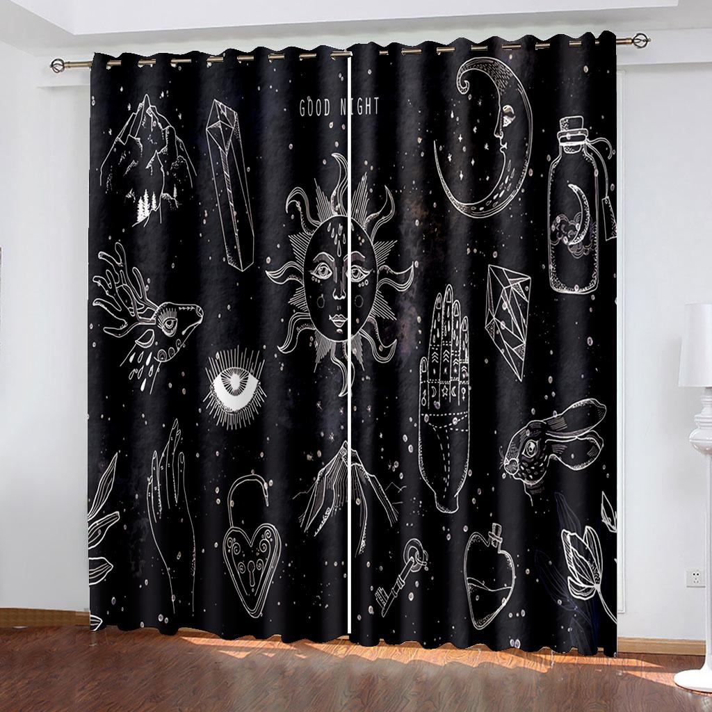 Zatemňovací závěs do ložnice Černý zatemňovací závěs do obývacího pokoje Dekor bohémské závěsy(2Panely) Cortinas Para La Sala