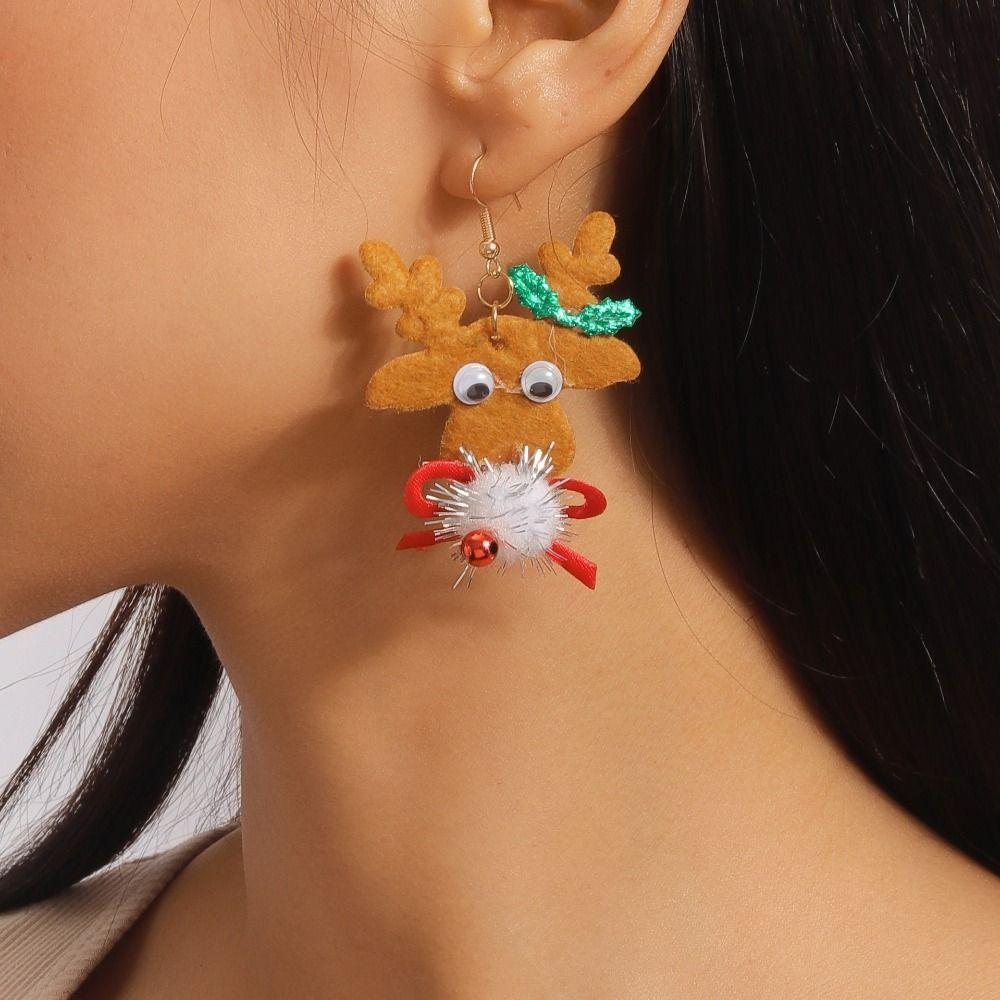 Party Festival Christmas Drop Earrings Merry Christmas Wreath Circle Earrings  Jewelry Gifts