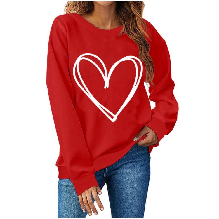 Women Casual Loose Love Round Neck Sweater