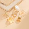 Imitation Pearl Rings 6Pcs/Set Finger Ring Set, Ocean Style Adjustable with Music Festival Accessories And Shell Texture, Bohemian Stackable for Women